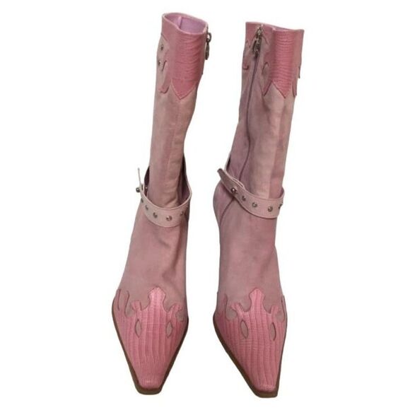 Carmen Steffen High Heel Pink Boots - Picture 2 of 6